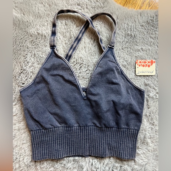 FP Movement Free People Navy Good Karma Crop Tank Top - Picture 1 of 8